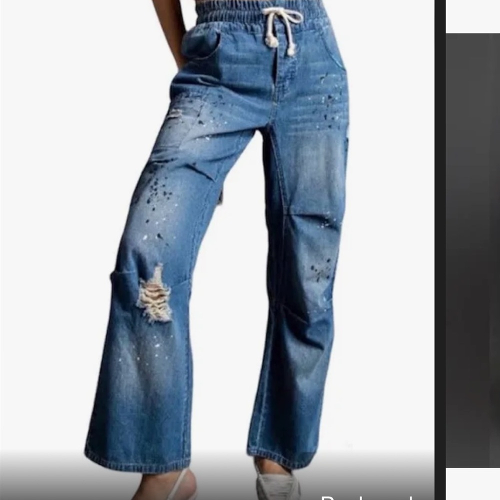 Easel Paint Splattered Jeans